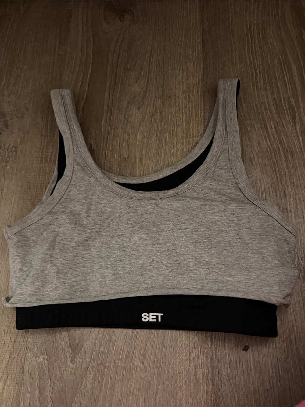 SET Active Gray Seamless Sports Bra with Black Band